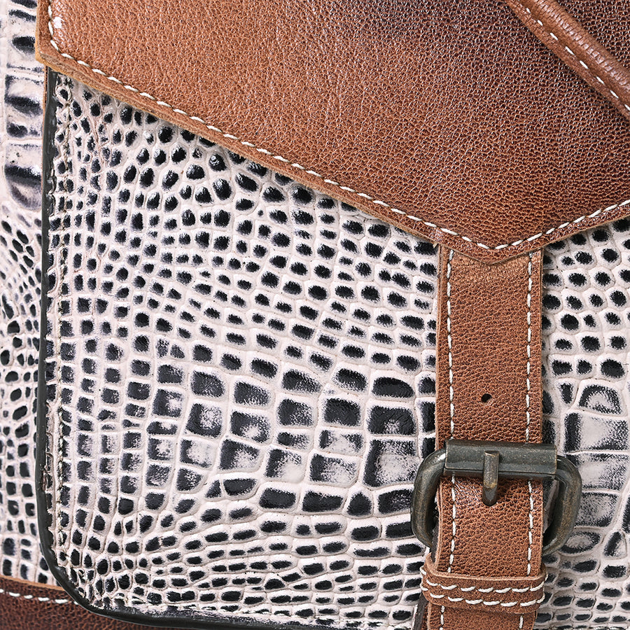 American Darling Western Backpack, Crocodile Embossed Full Grain Genuine Leather, Eco-Friendly Handcrafted Rucksack
