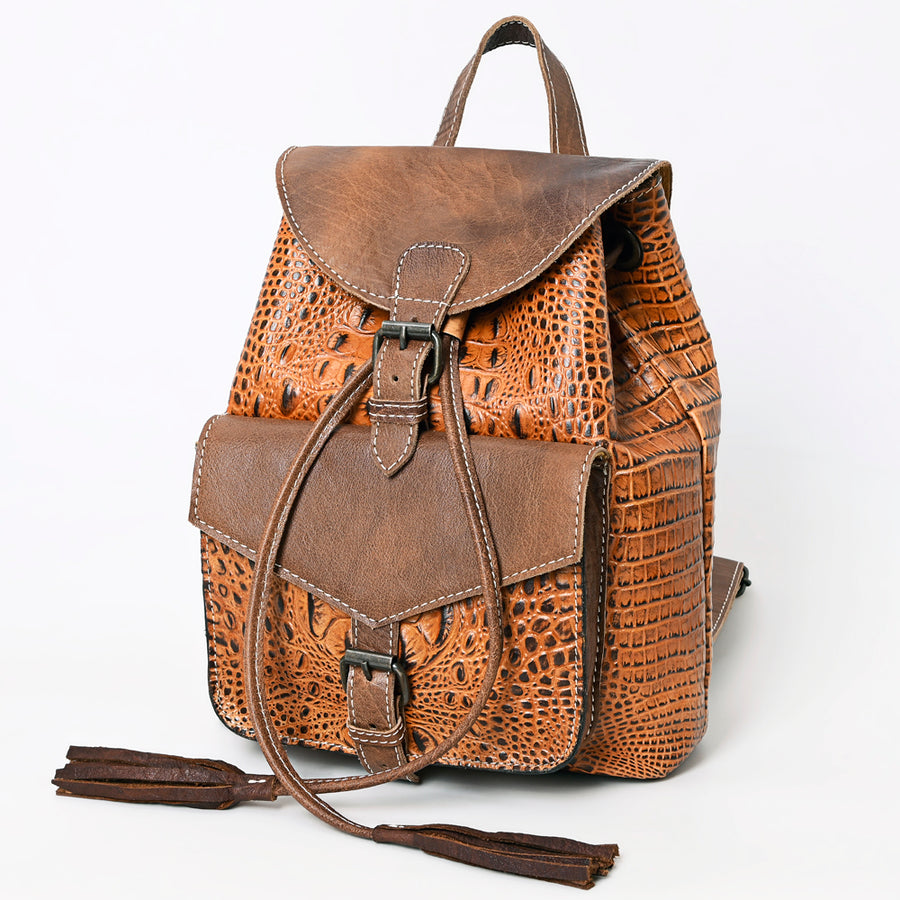 American Darling Crocodile Embossed Western Leather Backpack - Uhorse