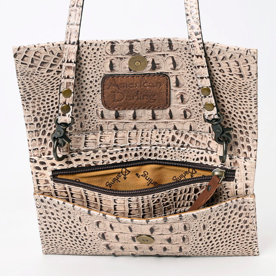 American Darling Western Wallet Bag, Crocodile Embossed Full Grain Genuine Leather, Eco-Friendly Handcrafted Crossbody