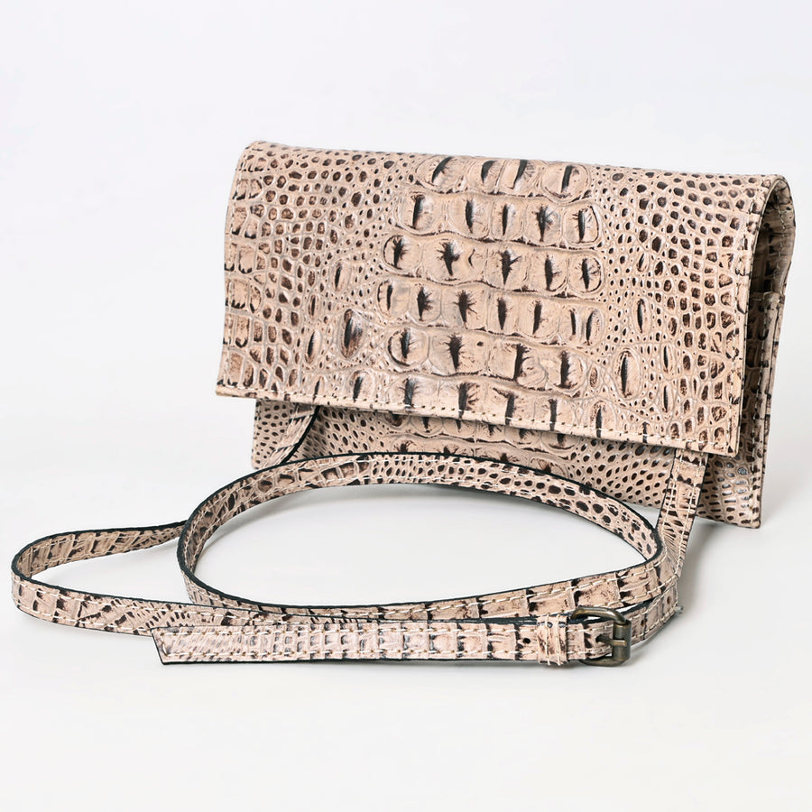 American Darling Crocodile Embossed Western Leather Wallet Bag - Uhorse
