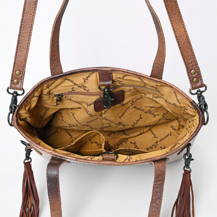 American Darling Western Leather Tote Bag, Crocodile Embossed Full Grain Genuine Leather, Eco-Friendly Handcrafted Purses