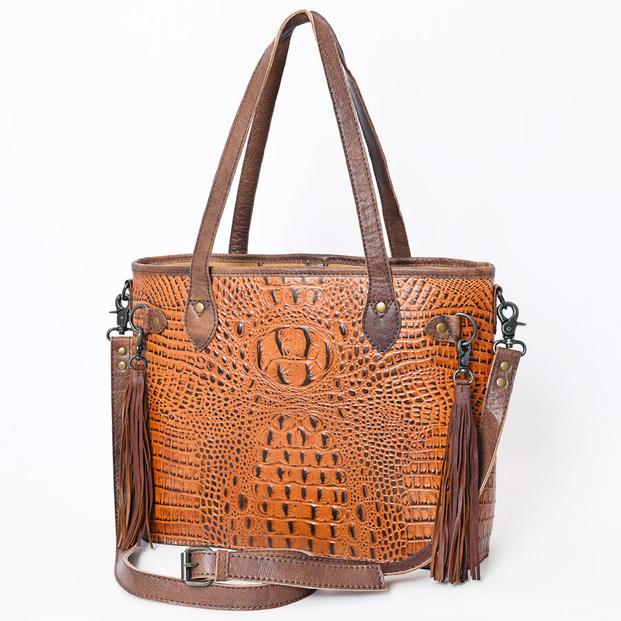 American Darling Crocodile Embossed Western Leather Tote Bag - Uhorse