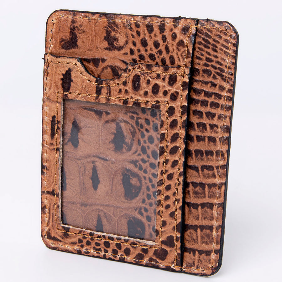 American Darling Crocodile Embossed Western Leather Card-Holder - Uhorse