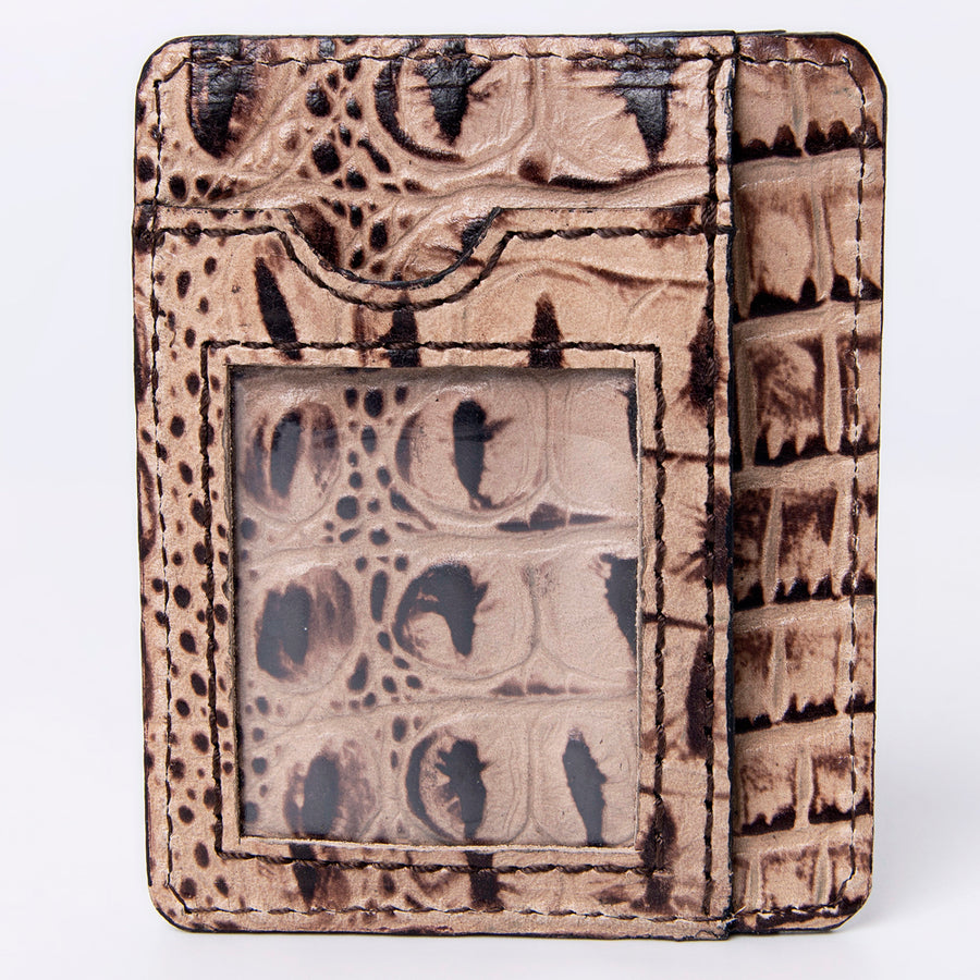 American Darling Western Card-Holder, Crocodile Embossed Full Grain Genuine Leather, Eco-Friendly Handcrafted Mini Wallet