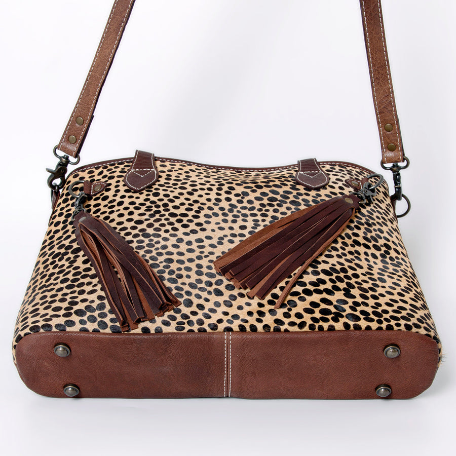 American Darling Western Tote Bag, Hair-On Cowhide and Genuine Full Grain Leather with Tassels, Handcrafted Shoulder Bag