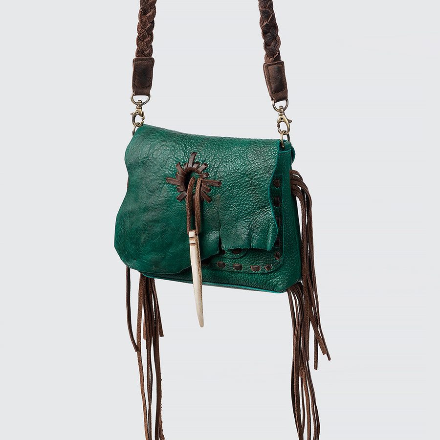 American Darling Cross body Bag Western Genuine Leather Handcrafted Purse with Fringes and Braided Strap