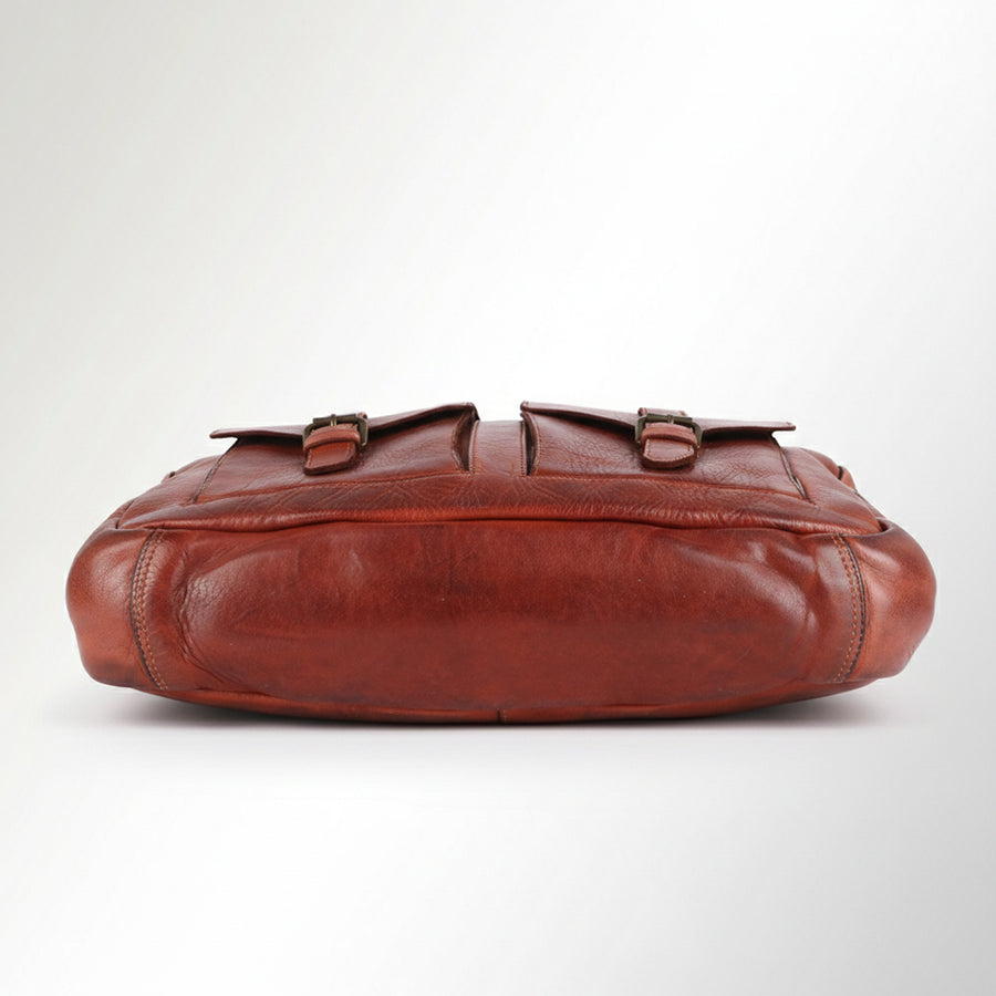 Spaghetti Western Swc405Cg Briefcase Vintage Handmade Drum Dyed Genuine European Cowhide Leather Women Bag Western Handbag Purse