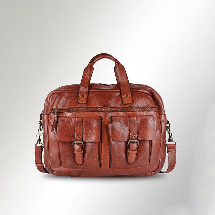 Spaghetti Western Swc405Cg Briefcase Vintage Handmade Drum Dyed Genuine European Cowhide Leather Women Bag Western Handbag Purse