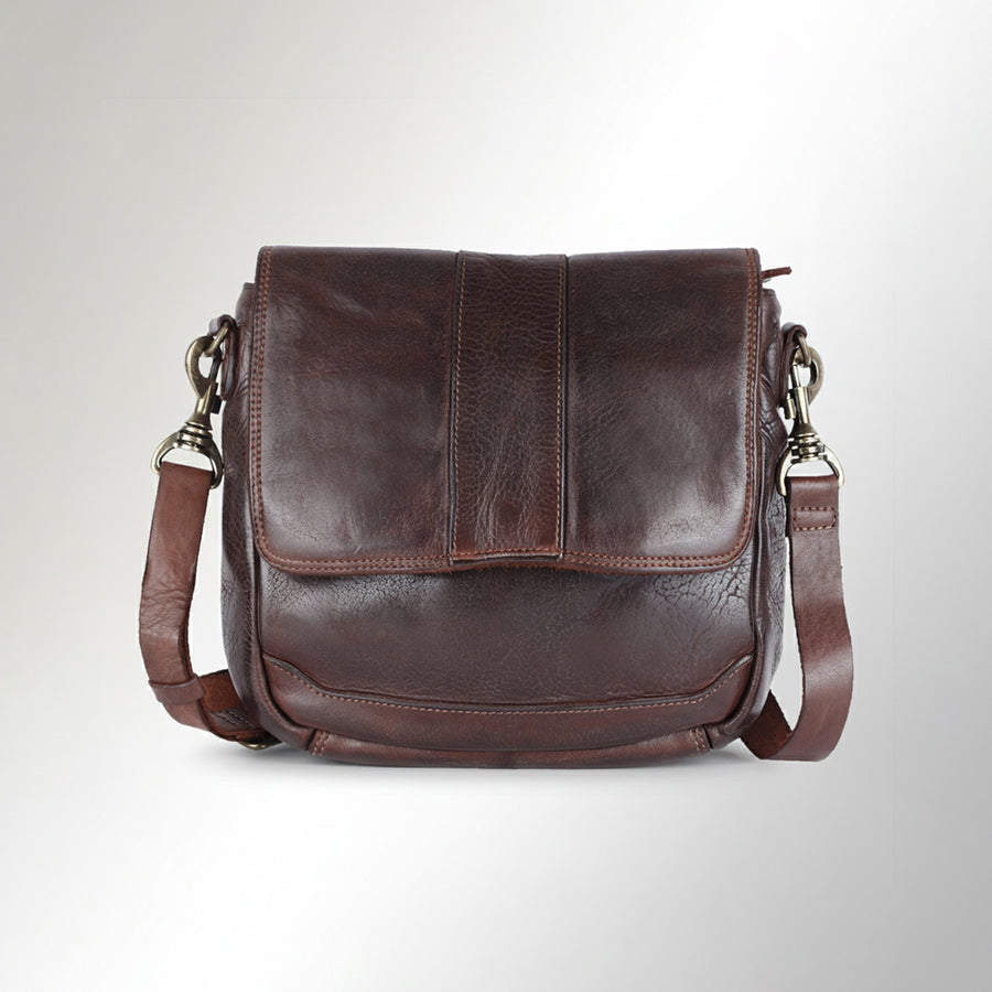 Spaghetti Western Swc412Brn Cross Body I Vintage Handmade Drum Dyed Genuine European Cowhide Leather Women Bag Western Handbag Purse