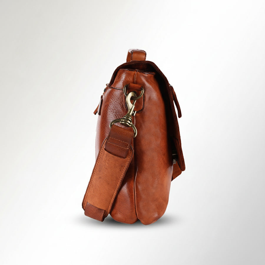 Spaghetti Western Swc408Tan Briefcase Vintage Handmade Drum Dyed Genuine European Cowhide Leather Women Bag Western Handbag Purse