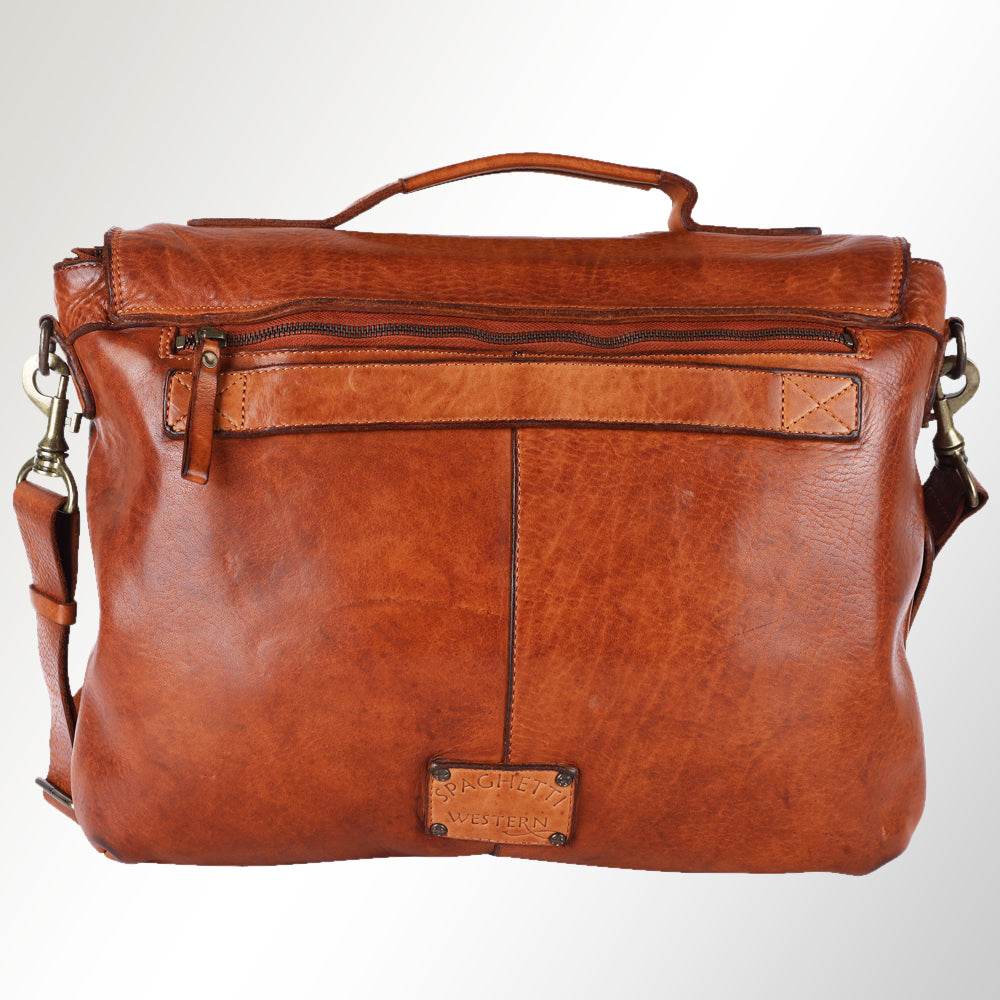 Spaghetti Western Swc408Tan Briefcase Vintage Handmade Drum Dyed Genuine European Cowhide Leather Women Bag Western Handbag Purse