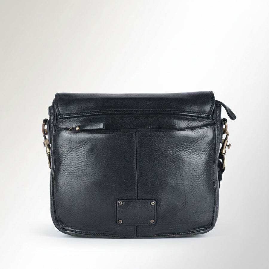 Spaghetti Western Swc403Blk Cross Body I Vintage Handmade Drum Dyed Genuine European Cowhide Leather Women Bag Western Handbag Purse