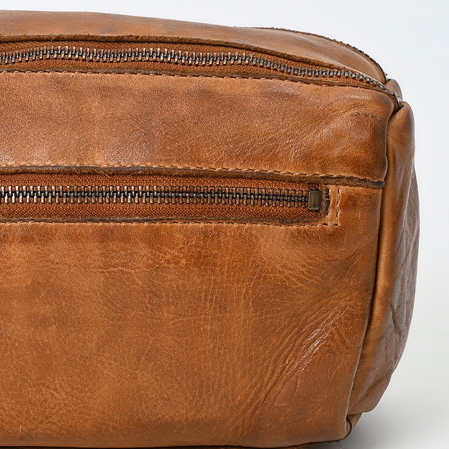 Spaghetti Western Swc411Tan Fanny Pack Vintage Handmade Drum Dyed Genuine European Cowhide Leather Women Bag Western Handbag Purse