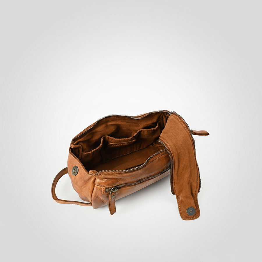 Spaghetti Western Swc411Tan Fanny Pack Vintage Handmade Drum Dyed Genuine European Cowhide Leather Women Bag Western Handbag Purse
