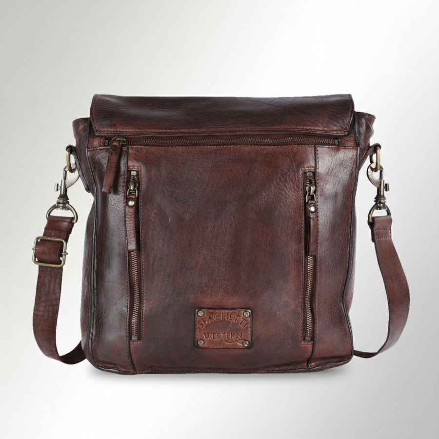 Spaghetti Western Swc406Brn Cross Body I Vintage Handmade Drum Dyed Genuine European Cowhide Leather Women Bag Western Handbag Purse