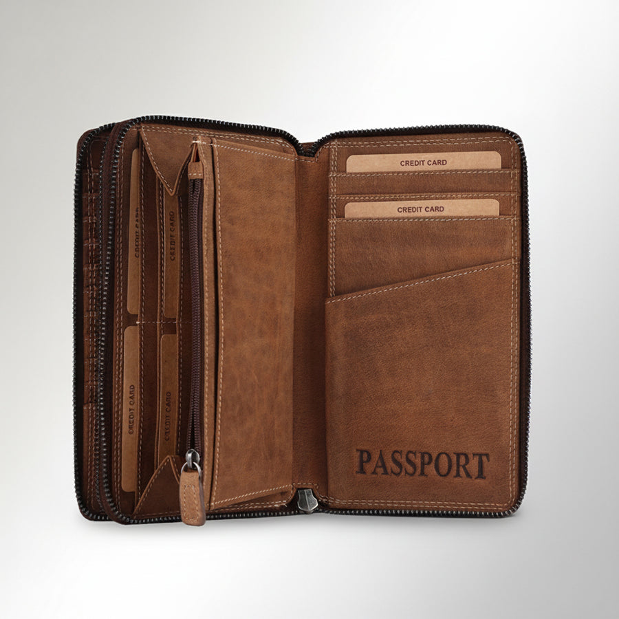 Spaghetti Western Swc424Brn Wallet Vintage Handmade Drum Dyed Genuine European Cowhide Leather Women Bag Western Handbag Purse