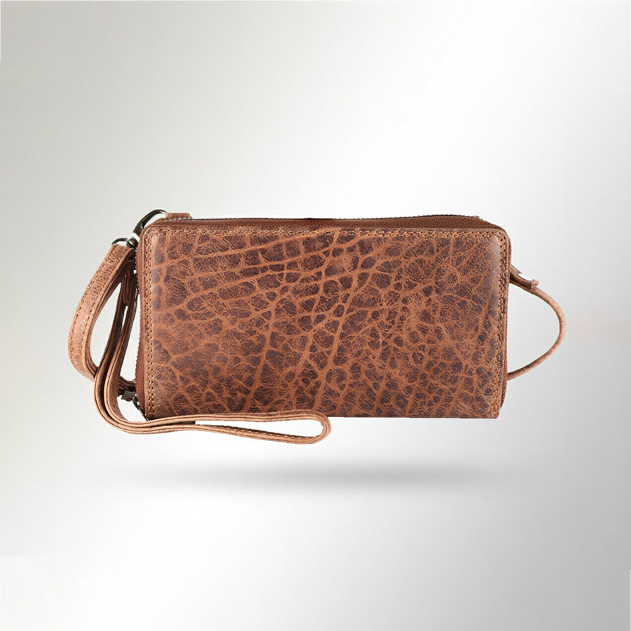 Spaghetti Western Swc455Brn Wallet Vintage Handmade Drum Dyed Genuine European Cowhide Leather Women Bag Western Handbag Purse