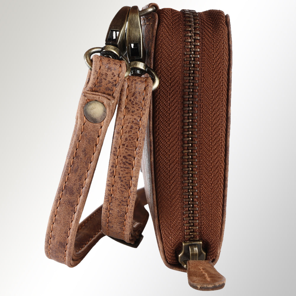 Spaghetti Western Swc455Brn Wallet Vintage Handmade Drum Dyed Genuine European Cowhide Leather Women Bag Western Handbag Purse