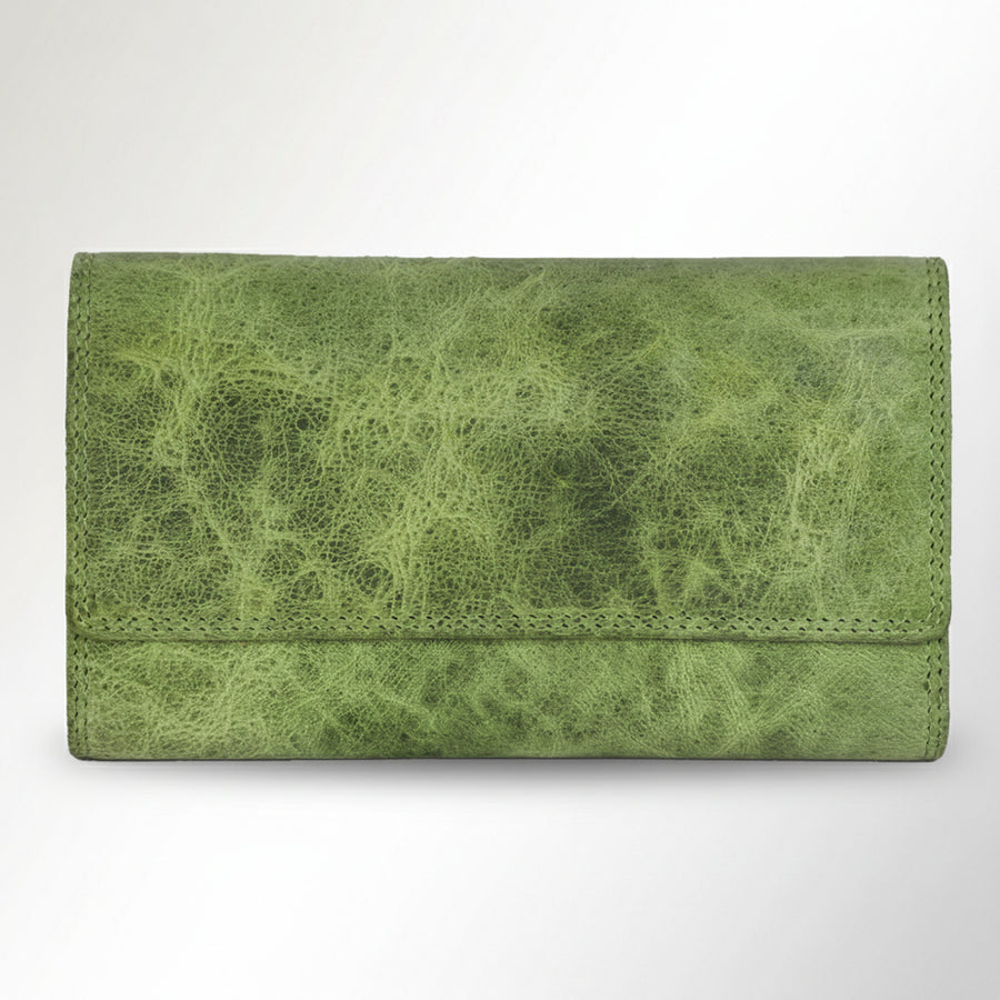 Spaghetti Western Swc460Grn Wallet Vintage Handmade Drum Dyed Genuine European Cowhide Leather Women Bag Western Handbag Purse