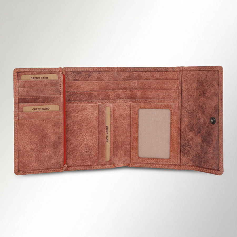 Spaghetti Western Swc459Org Wallet Vintage Handmade Drum Dyed Genuine European Cowhide Leather Women Bag Western Handbag Purse