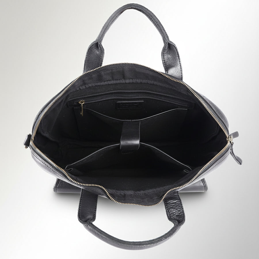 Spaghetti Western Swc417Blk Briefcase Vintage Handmade Drum Dyed Genuine European Cowhide Leather Women Bag Western Handbag Purse