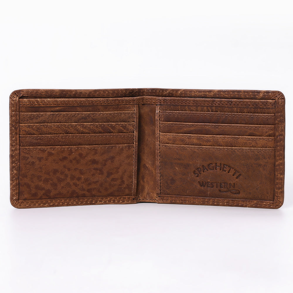 Spaghetti Western Swc452Brn Wallet Vintage Handmade Drum Dyed Genuine European Cowhide Leather Women Bag Western Handbag Purse