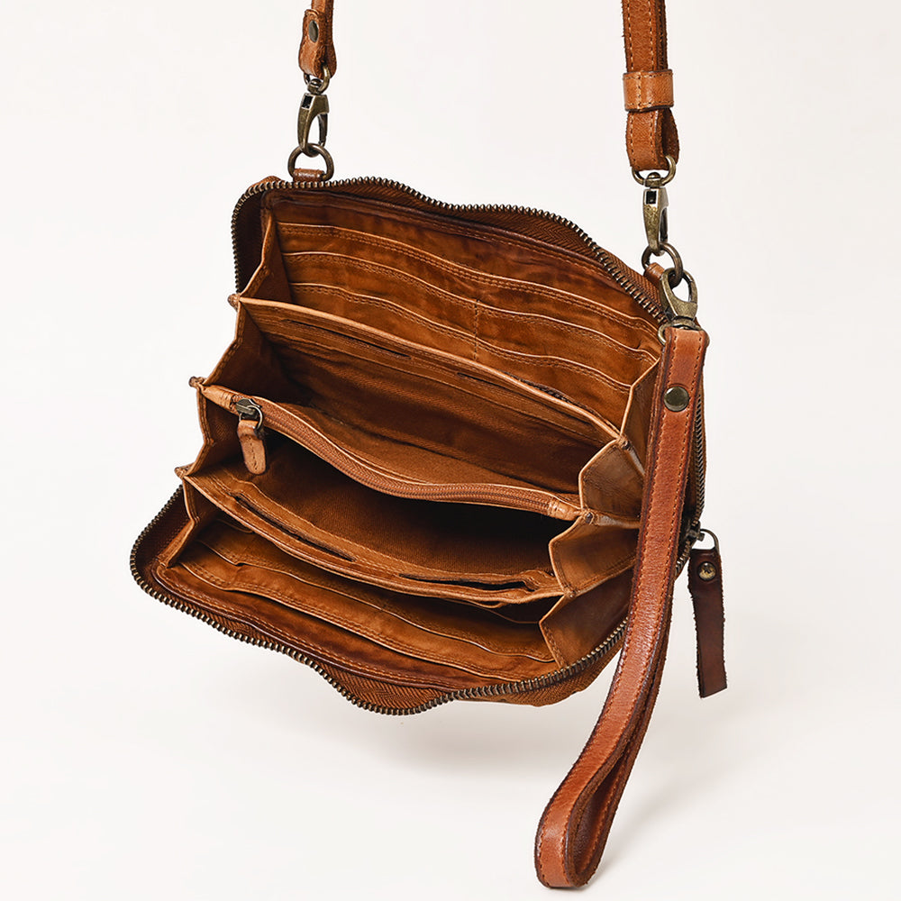 Spaghetti Western Swc448Tan Wallet Vintage Handmade Drum Dyed Genuine European Cowhide Leather Women Bag Western Handbag Purse