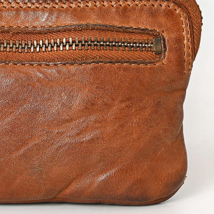 Spaghetti Western Swc436Tan Coin Purse Vintage Handmade Drum Dyed Genuine European Cowhide Leather Women Bag Western Handbag Purse