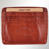 Spaghetti Western Swc451Cg Card-Holder Vintage Handmade Drum Dyed Genuine European Cowhide Leather Women Bag Western Handbag Purse