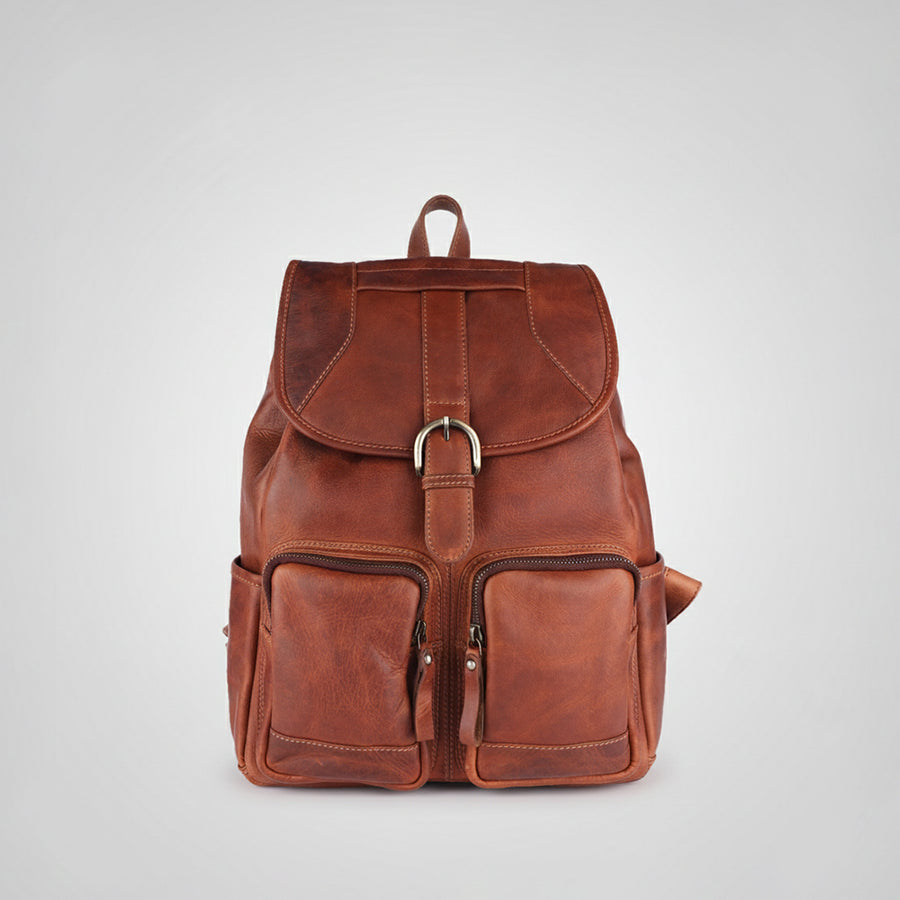 Spaghetti Western Swc427Tbrn Backpack Vintage Handmade Drum Dyed Genuine European Cowhide Leather Women Bag Western Handbag Purse