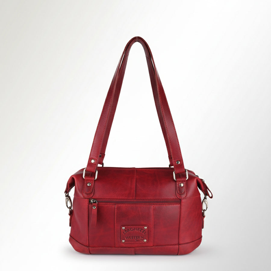 Spaghetti Western Swc430Rd Tote Vintage Handmade Drum Dyed Genuine European Cowhide Leather Women Bag Western Handbag Purse