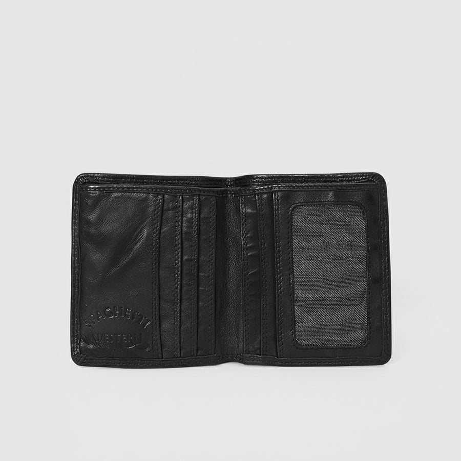 Spaghetti Western Swc444Blk Wallet Vintage Handmade Drum Dyed Genuine European Cowhide Leather Women Bag Western Handbag Purse