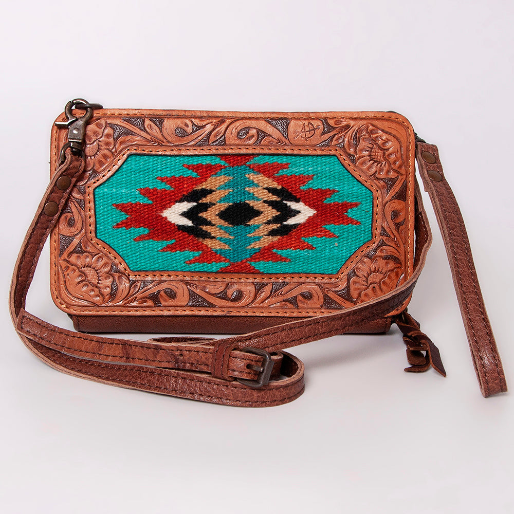 American Darling Clutch Hand Tooled Saddle Blanket Genuine Leather Western Women Bag Handbag Purse | for Cute