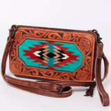 American Darling Clutch Hand Tooled Saddle Blanket Genuine Leather Western Women Bag Handbag Purse | for Cute