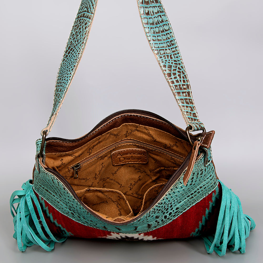 American Darling Hobo Saddle Blanket Crocodile Embossed Genuine Leather Women Bag Western Handbag Purse