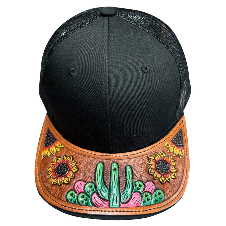 American Darling Men/Women Adjustable Cap With Leather On Visor Black | Vintage