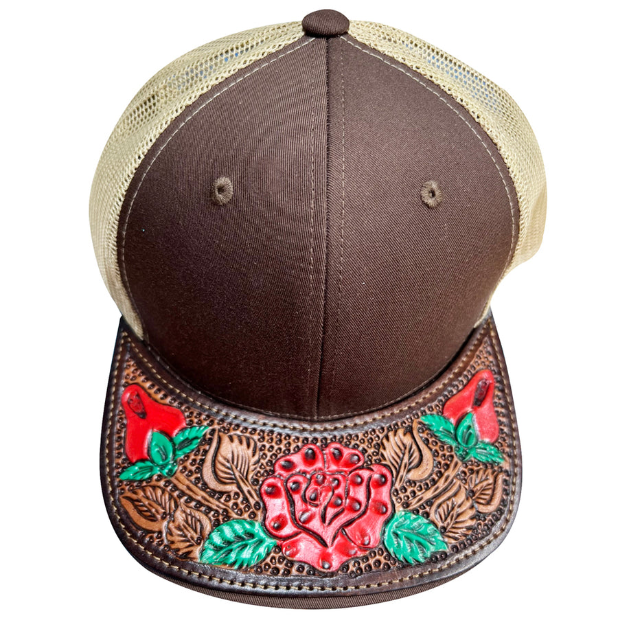 American Darling Men Women Adjustable Cap With Leather On Visor Brown - Uhorse