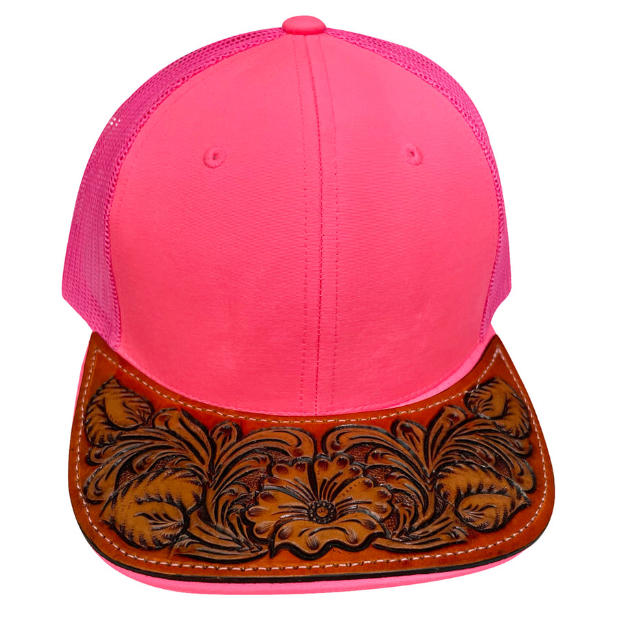 American Darling Men Women Adjustable Cap With Leather On Visor Red - Uhorse