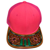 American Darling Men Women Adjustable Cap With Leather On Visor Red