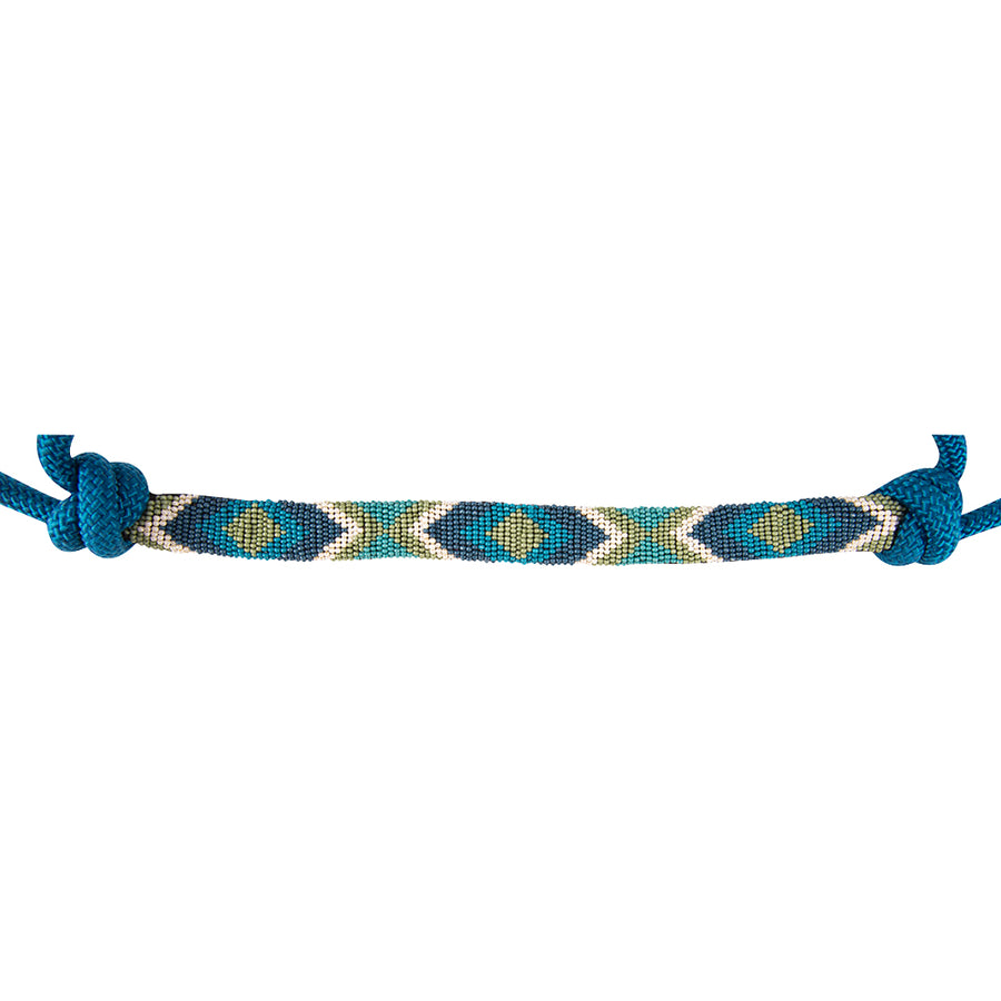 7.5 Ft Cashel Beaded Wave Rope Halter Lead Blue by Hilason – Cowboy and equestrian accessories