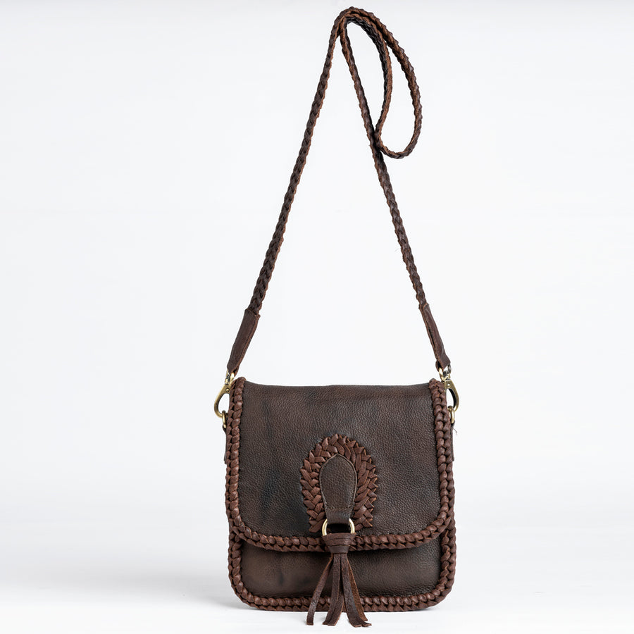 American Darling Cross body Bag Western Genuine Leather Handcrafted Purse with Braided Detail and YKK Zipper