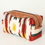 American Darling Toiletry Hand Tooled Saddle Blanket Fabric Genuine Leather Western Women Bag Handbag Purse | for Cute