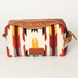 American Darling Toiletry Hand Tooled Saddle Blanket Fabric Genuine Leather Western Women Bag Handbag Purse | for Cute