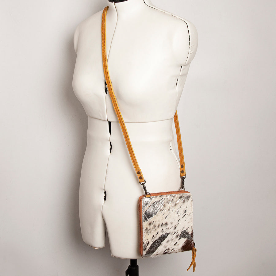 American Darling Cross body Bag, Hair-On Cowhide & Genuine Full Grain Leather, Western Shoulder Purse, 6in (H) X 6in (W)