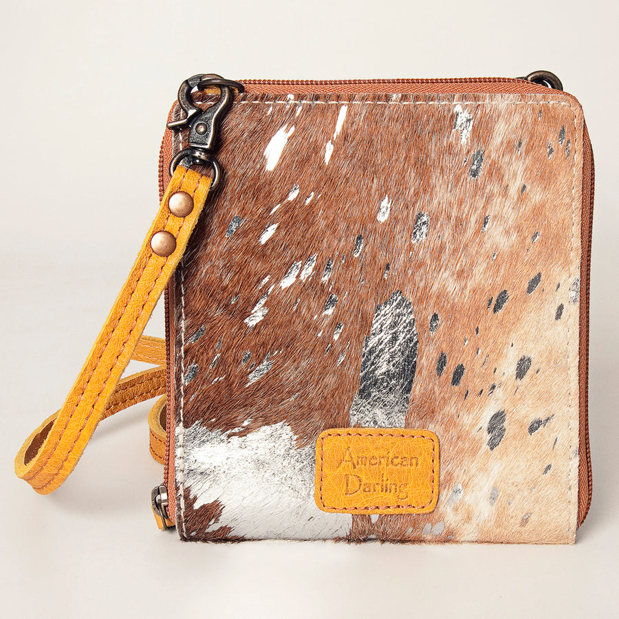 American Darling Cross body Bag, Hair-On Cowhide & Genuine Full Grain Leather, Western Shoulder Purse, 6in (H) X 6in (W)