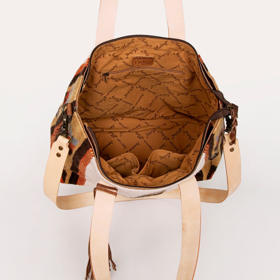 American Darling Tote Bag Hand Woven Saddle Blanket Genuine Leather Western Purse Large Shoulder Bag with YKK Zipper