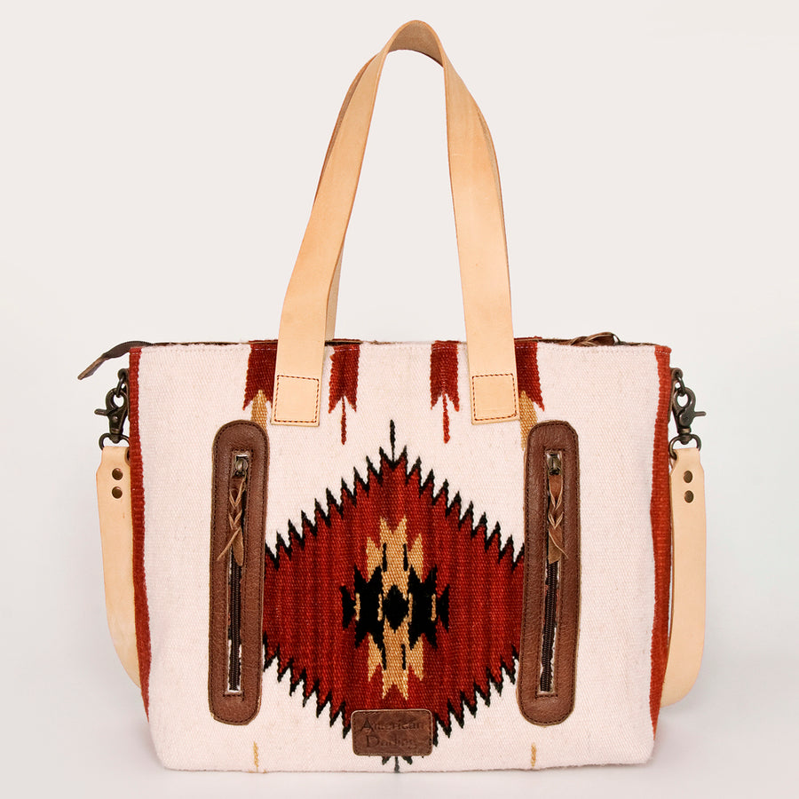 American Darling Tote Bag Hand Woven Saddle Blanket Genuine Leather Western Purse Large Shoulder Bag with YKK Zipper