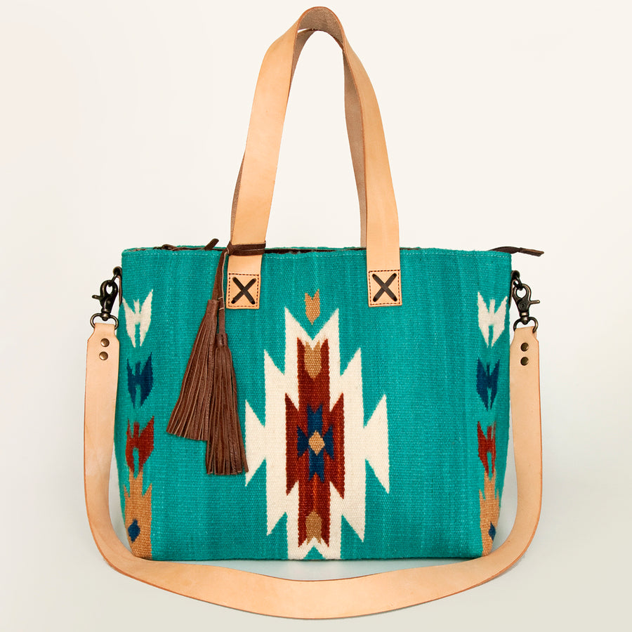 American Darling Tote Bag Hand Woven Saddle Blanket Genuine Leather Western Purse Large Shoulder Bag with YKK Zipper