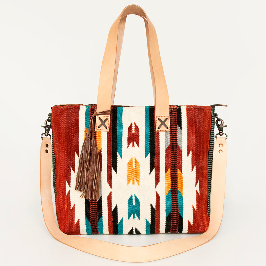American Darling Tote Bag Hand Woven Saddle Blanket Genuine Leather Western Purse Large Shoulder Bag with YKK Zipper