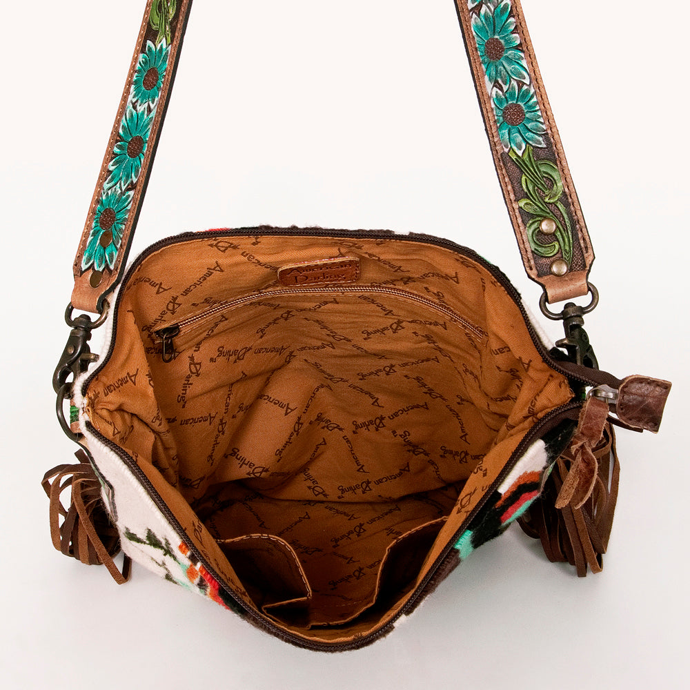 American Darling Messenger Bag Saddle Blanket Fabric Genuine Leather Western Women Handbag Purse | Cute